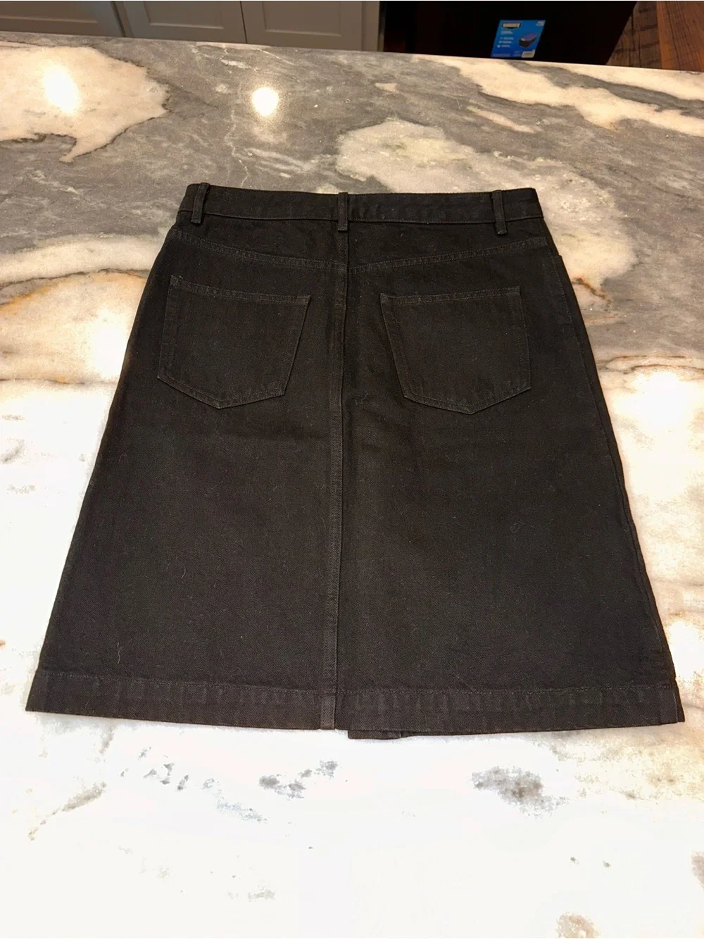A.P.C. Theresa Size UK 40/US 8 Black Denim Skirt with Antique Brass Buttons